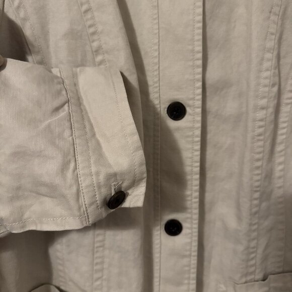 Coldwater Creek Womens 14 Tan Mock Neck Button Linen Blend Jacket Neutrals Basic - Picture 2 of 6